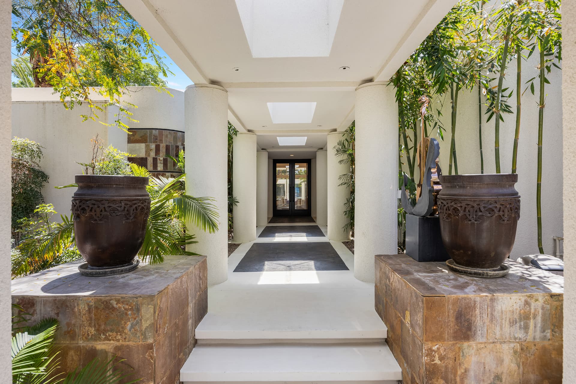 Covered garden entry at 3 Mozart Lane