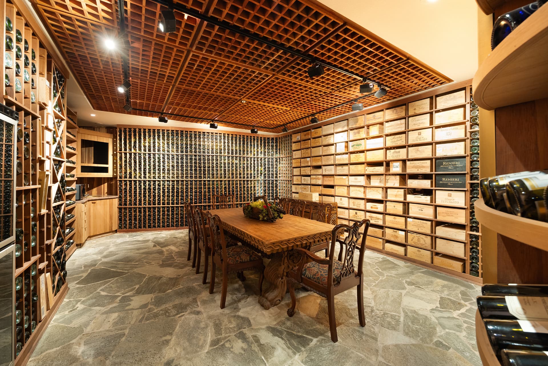 Private wine cellar and dining room at 3 Mozart Lane