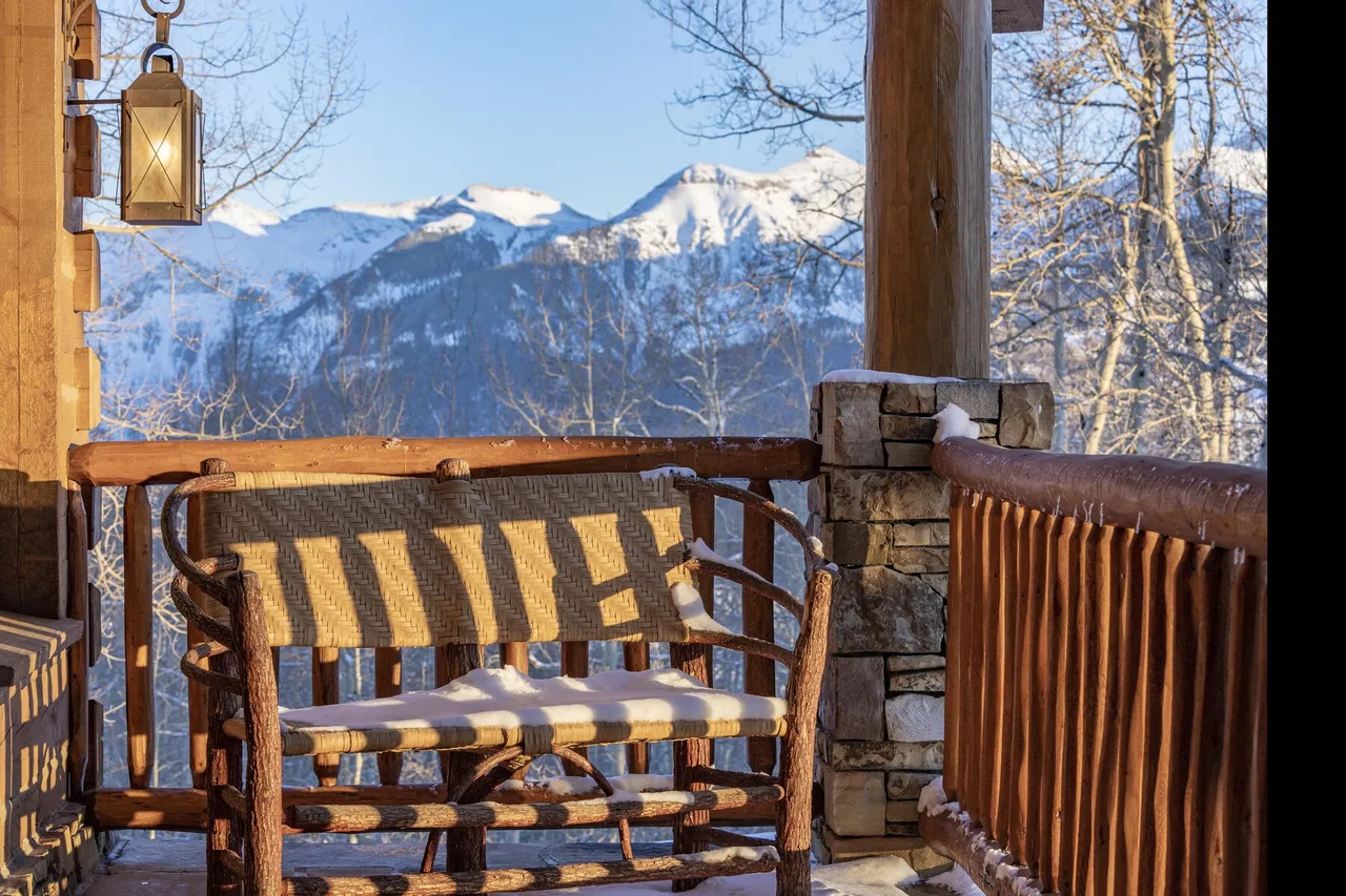 Snowy mountain view from the terrace at 115 Francisco Way