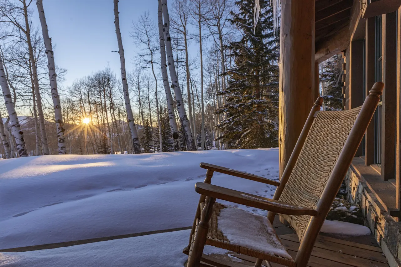 Winter sunrise from the porch at 115 Francisco Way