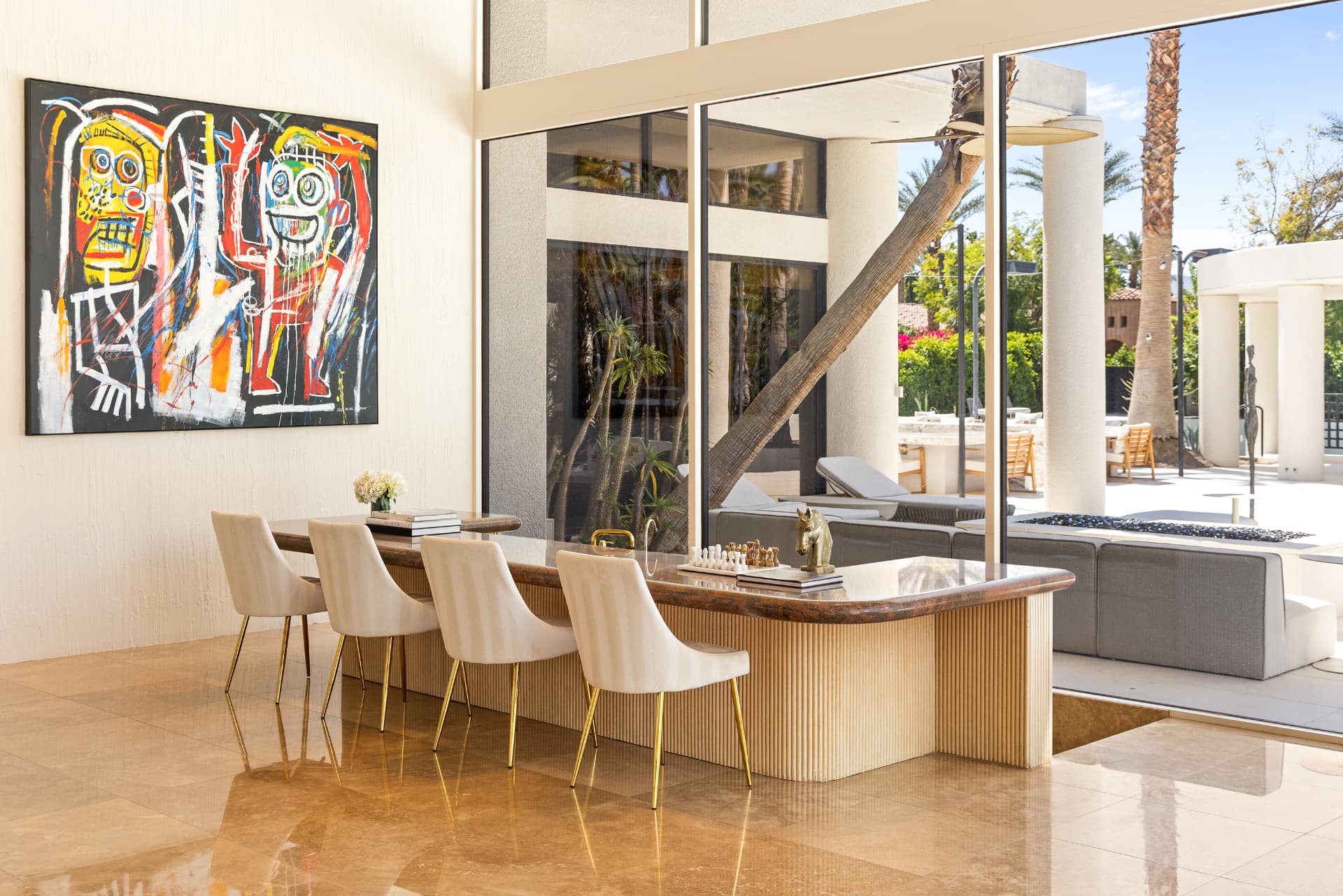 Bar and indoor-outdoor living area at 3 Mozart Lane